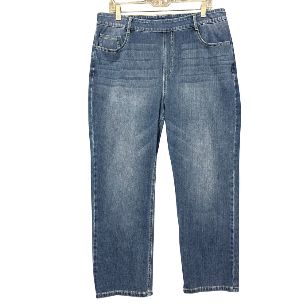 Halara Jeans Womens XLP Blue Straight Leg Pull On Comfort Stretch Denim